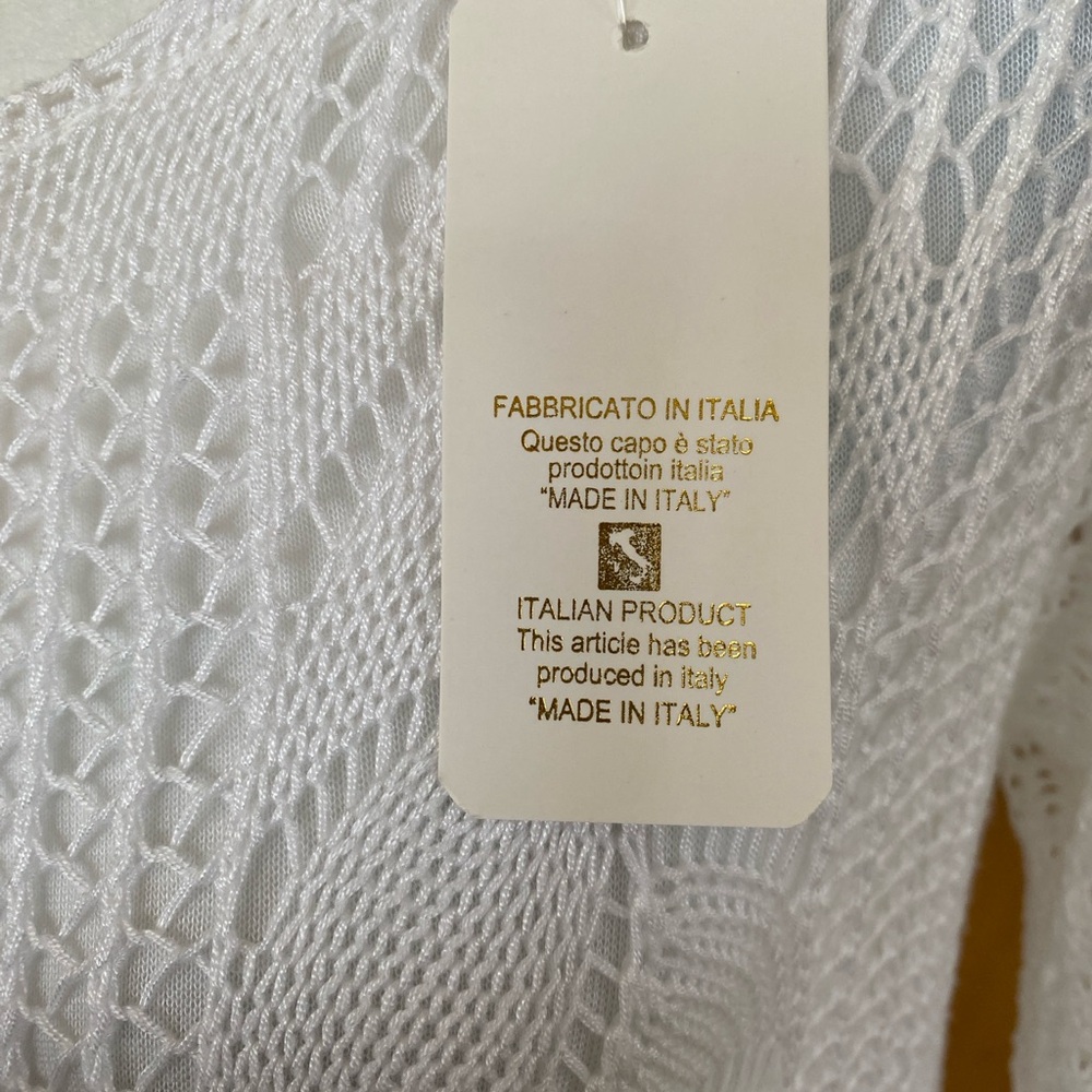 NWT Moda Italian Knit With Lace White Tunic Top - Picture 4 of 8